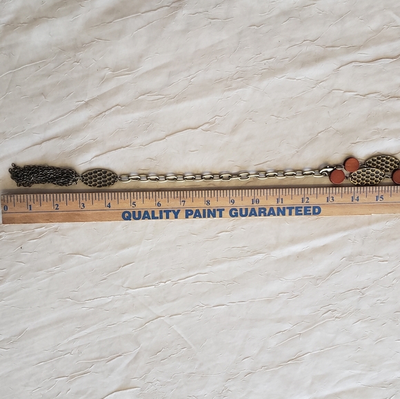 Antique Long Necklace in Bronze Metal and Reddish Brown Wooden Circles 🟤 . - Picture 13 of 13